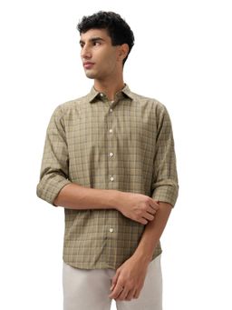 Park Avenue - Slim Fit Checkered Green Full Sleeve Polycotton Shirt