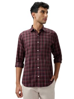 Park Avenue - Slim Fit Checkered Maroon Full Sleeve Polycotton Shirt