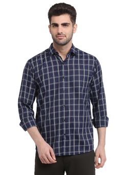 Park Avenue - Slim Fit Dark Blue Polycotton Semi Cut Away Collar Shirt