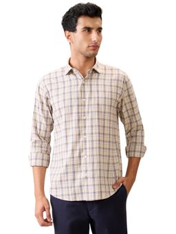 Park Avenue - Slim Fit Beige Polycotton Semi Cut Away Collar Shirt
