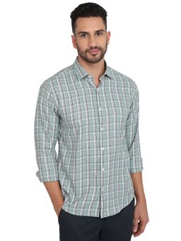 Park Avenue - Slim Fit Green Polycotton Semi Cut Away Collar Shirt