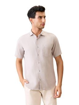 Park Avenue - Slim Fit Grey Pure Cotton Collared Shirt