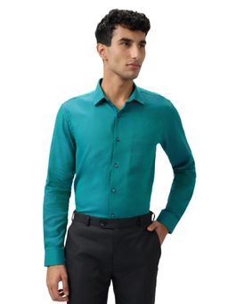 Park Avenue - Slim Fit Solid Teal Full Sleeve Pure Cotton Shirt