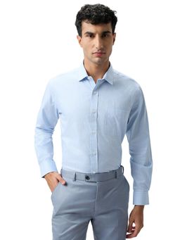 Park Avenue - Regular Fit Checkered Blue Full Sleeve Pure Cotton Shirt