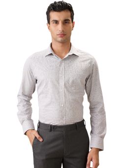 Park Avenue - Regular Fit Checkered Grey Full Sleeve Cotton Blend Shirt