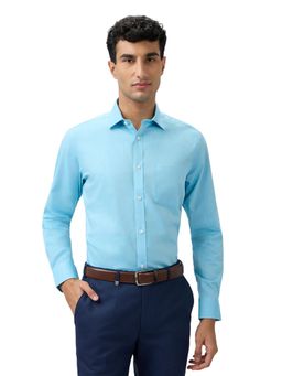 Park Avenue - Regular Fit Solid Blue Full Sleeve Pure Cotton Shirt