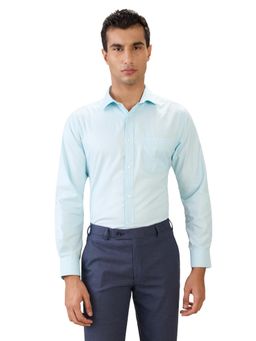 Park Avenue - Regular Fit Solid Blue Full Sleeve Polycotton Shirt