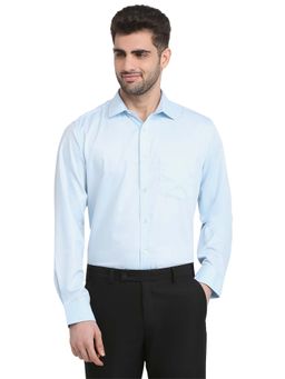 Park Avenue - Regular Fit Light Blue Cotton Blend Semi Cut Away Collar Shirt