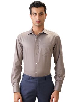 Park Avenue - Regular Fit Grey Cotton Blend Semi Cut Away Collar Shirt