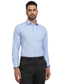 Park Avenue - Regular Fit Blue Cotton Blend Semi Cut Away Collar Shirt