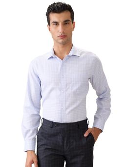 Park Avenue - Regular Fit Blue Cotton Blend Semi Cut Away Collar Shirt