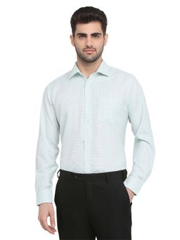 Park Avenue - Regular Fit Green Cotton Blend Semi Cut Away Collar Shirt