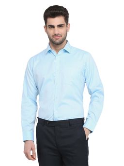 Park Avenue - Regular Fit Blue Cotton Blend Semi Cut Away Collar Shirt