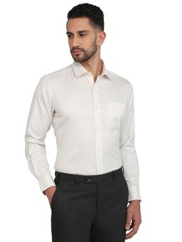 Park Avenue - Regular Fit Cream Cotton Blend Semi Cut Away Collar Shirt