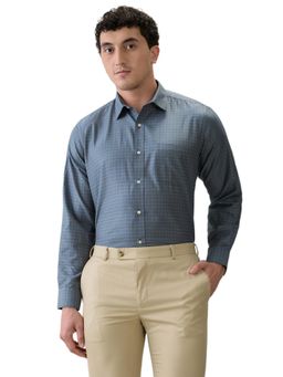 Park Avenue - Regular Fit Dark Blue Cotton Blend Semi Cut Away Collar Shirt