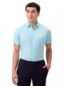 Park Avenue - Regular Fit Solid Blue Half Sleeve Pure Cotton Shirt