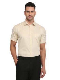 Park Avenue - Regular Fit Yellow Cotton Blend Semi Cut Away Collar Shirt