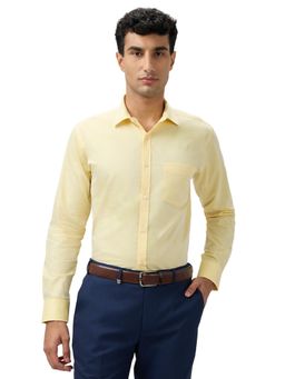 Park Avenue - Slim Fit Solid Yellow Full Sleeve Cotton Blend Shirt