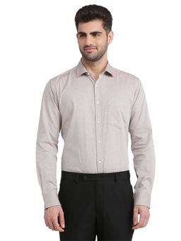 Park Avenue - Slim Fit Self Design Brown Full Sleeve Pure Cotton Shirt