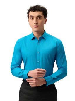 Park Avenue - Slim Fit Solid Blue Full Sleeve Pure Cotton Shirt