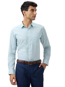 Park Avenue - Slim Fit Printed Blue Full Sleeve Pure Cotton Shirt