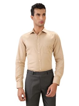 Park Avenue - Slim Fit Solid Beige Full Sleeve Polycotton Shirt