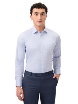 Park Avenue - Slim Fit Printed Blue Full Sleeve Pure Cotton Shirt