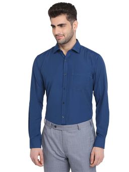 Park Avenue - Slim Fit Dark Blue Polycotton Semi Cut Away Collar Shirt