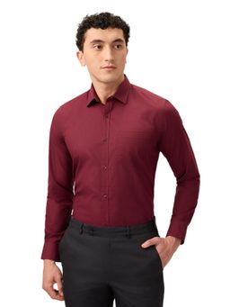 Park Avenue - Slim Fit Printed Maroon Full Sleeve Polycotton Shirt