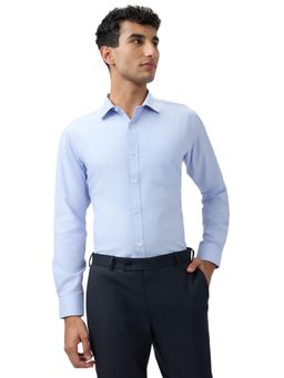 Park Avenue - Slim Fit Self Design Blue Full Sleeve Polycotton Shirt