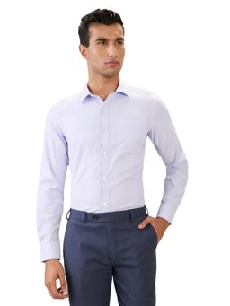 Park Avenue - Slim Fit Self Design Blue Full Sleeve Polycotton Shirt
