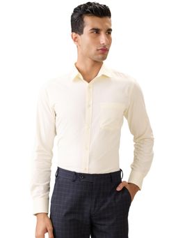 Park Avenue - Slim Fit Light Yellow Cotton Blend Semi Cut Away Collar Shirt