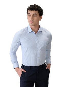 Park Avenue - Slim Fit Blue Cotton Blend Semi Cut Away Collar Shirt