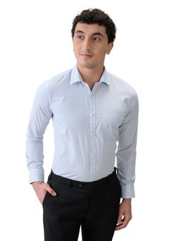 Park Avenue - Slim Fit Blue Cotton Blend Semi Cut Away Collar Shirt