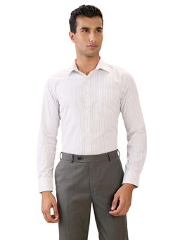 Park Avenue - Slim Fit Striped White Full Sleeve Polycotton Shirt