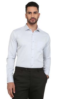 Park Avenue - Slim Fit Light Grey Pure Cotton Semi Cut Away Collar Shirt