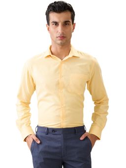 Park Avenue - Slim Fit Yellow Cotton Blend Collared Shirt