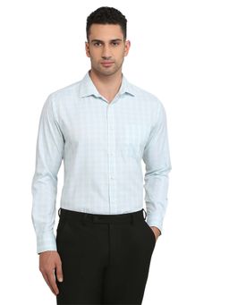 Park Avenue - Slim Fit Light Blue Cotton Blend Collared Shirt