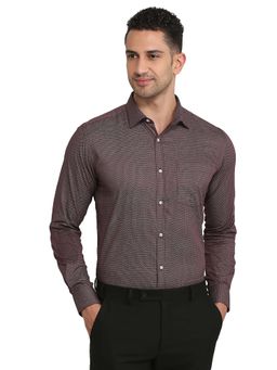 Park Avenue - Slim Fit Dark Maroon Pure Cotton Semi Cut Away Collar Shirt