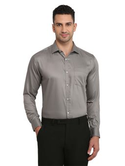 Park Avenue - Slim Fit Grey Cotton Blend Semi Cut Away Collar Shirt