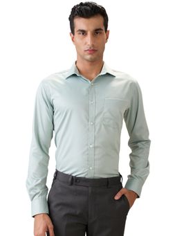 Park Avenue - Slim Fit Green Cotton Blend Semi Cut Away Collar Shirt