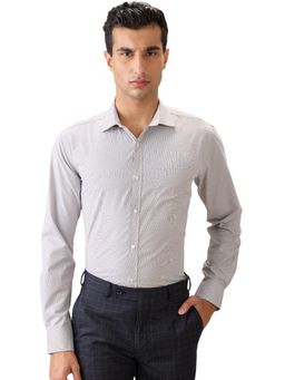 Park Avenue - Slim Fit Grey Cotton Blend Semi Cut Away Collar Shirt