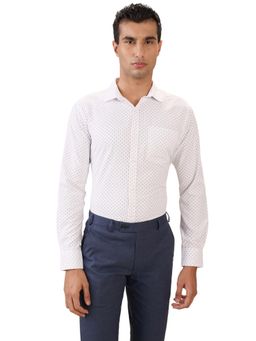 Park Avenue - Slim Fit Polka Dots White Full Sleeve Polycotton Shirt