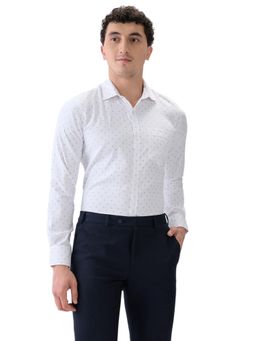 Park Avenue - Slim Fit White Cotton Blend Semi Cut Away Collar Shirt