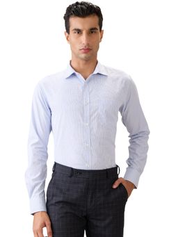 Park Avenue - Slim Fit Blue Cotton Blend Semi Cut Away Collar Shirt