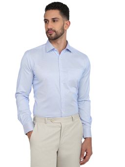 Park Avenue - Slim Fit Blue Cotton Blend Semi Cut Away Collar Shirt