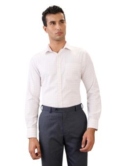 Park Avenue - Slim Fit Off White Cotton Blend Semi Cut Away Collar Shirt