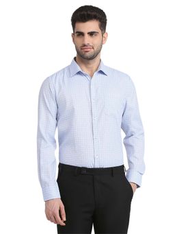 Park Avenue - Slim Fit Blue Cotton Blend Semi Cut Away Collar Shirt