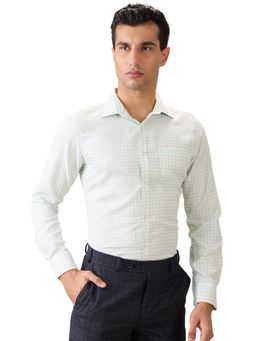 Park Avenue - Slim Fit Green Cotton Blend Semi Cut Away Collar Shirt