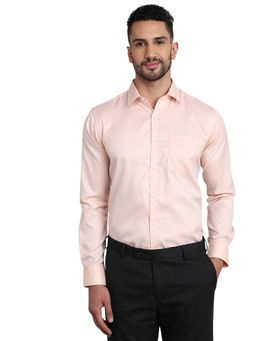 Park Avenue - Slim Fit Peach Cotton Blend Semi Cut Away Collar Shirt